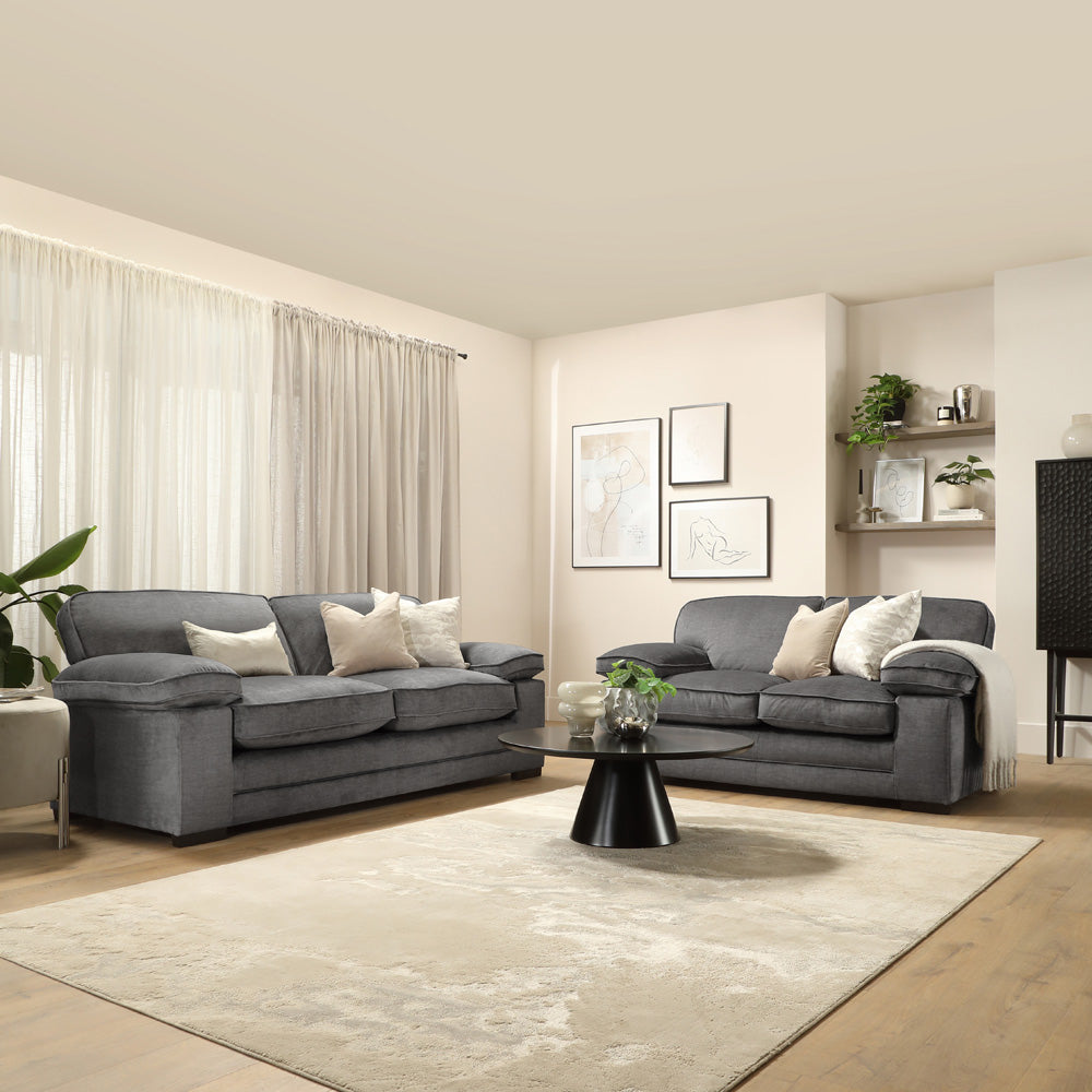 Chatham 3+2 Seater Sofa Set, Grey Aura Velvet