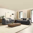 Manhattan 3+2 Seater Sofa Set, Grey Aura Velvet