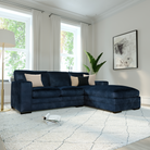 Manhattan L-Shape (Right) Corner Sofa, Blue Aura Velvet