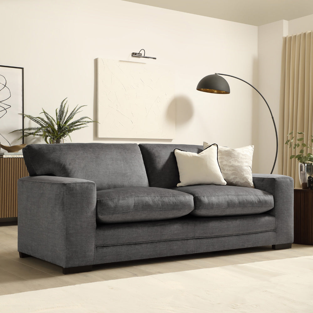 Manhattan 3 Seater Sofa, Grey Aura Velvet