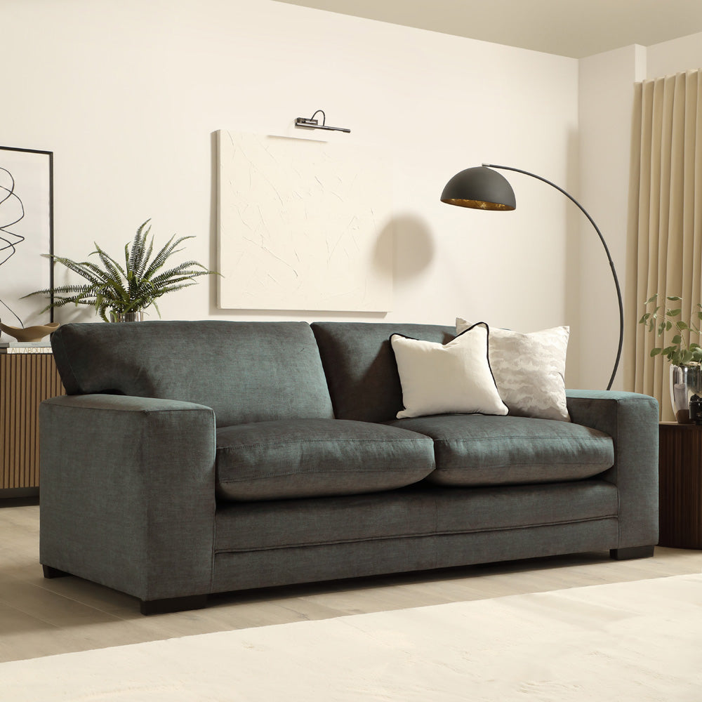 Manhattan 3 Seater Sofa, Moss Green Aura Velvet