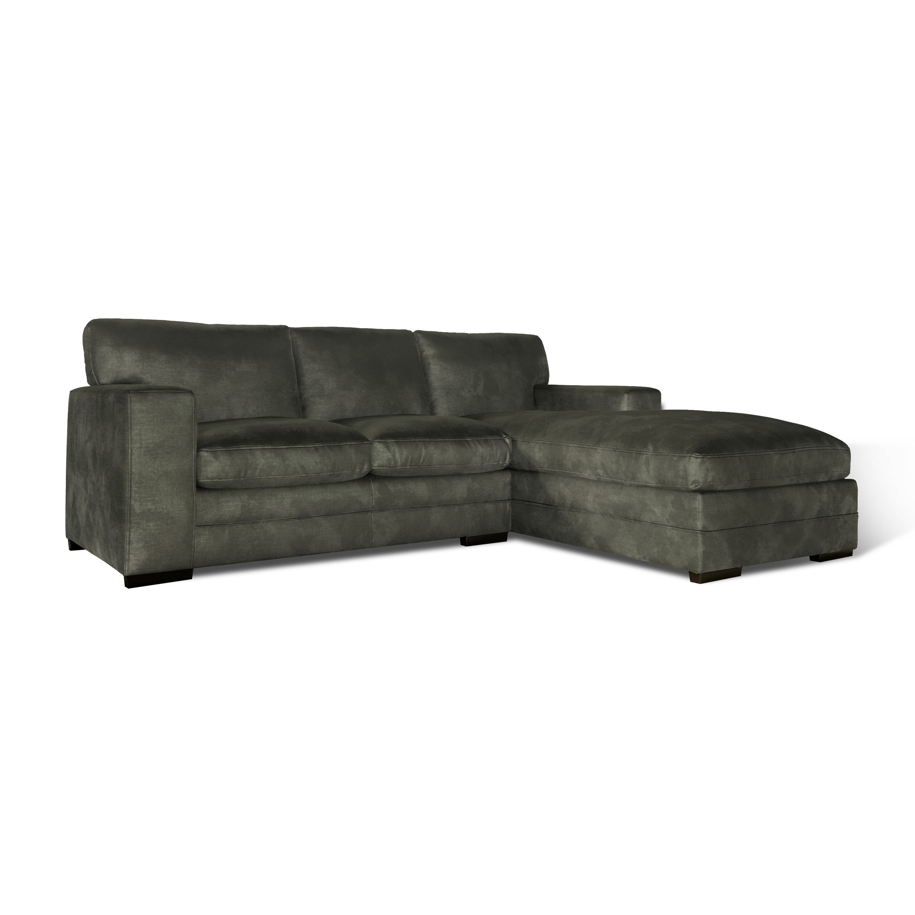 Manhattan L-Shape (Right) Corner Sofa, Moss Green Aura Velvet