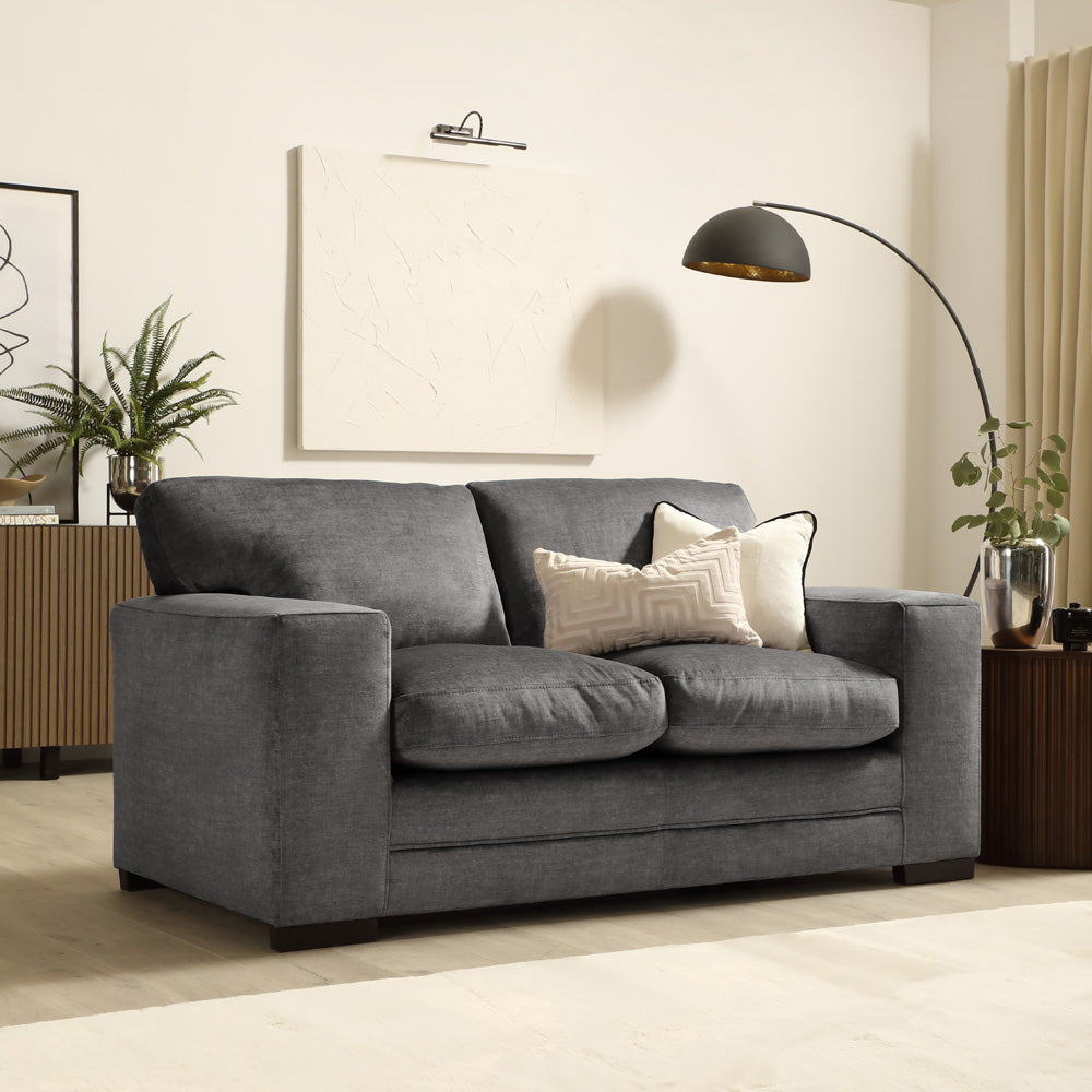 Manhattan 2 Seater Sofa, Grey Aura Velvet