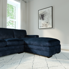 Manhattan L-Shape (Right) Corner Sofa, Blue Aura Velvet