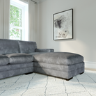 Manhattan L-Shape (Right) Corner Sofa, Grey Aura Velvet