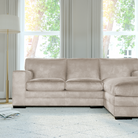 Manhattan L-Shape (Right) Corner Sofa, Ivory Aura Velvet