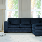 Manhattan L-Shape (Right) Corner Sofa, Blue Aura Velvet