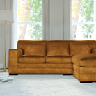 Manhattan L-Shape (Right) Corner Sofa, Mustard Aura Velvet