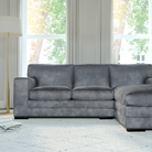 Manhattan L-Shape (Right) Corner Sofa, Grey Aura Velvet