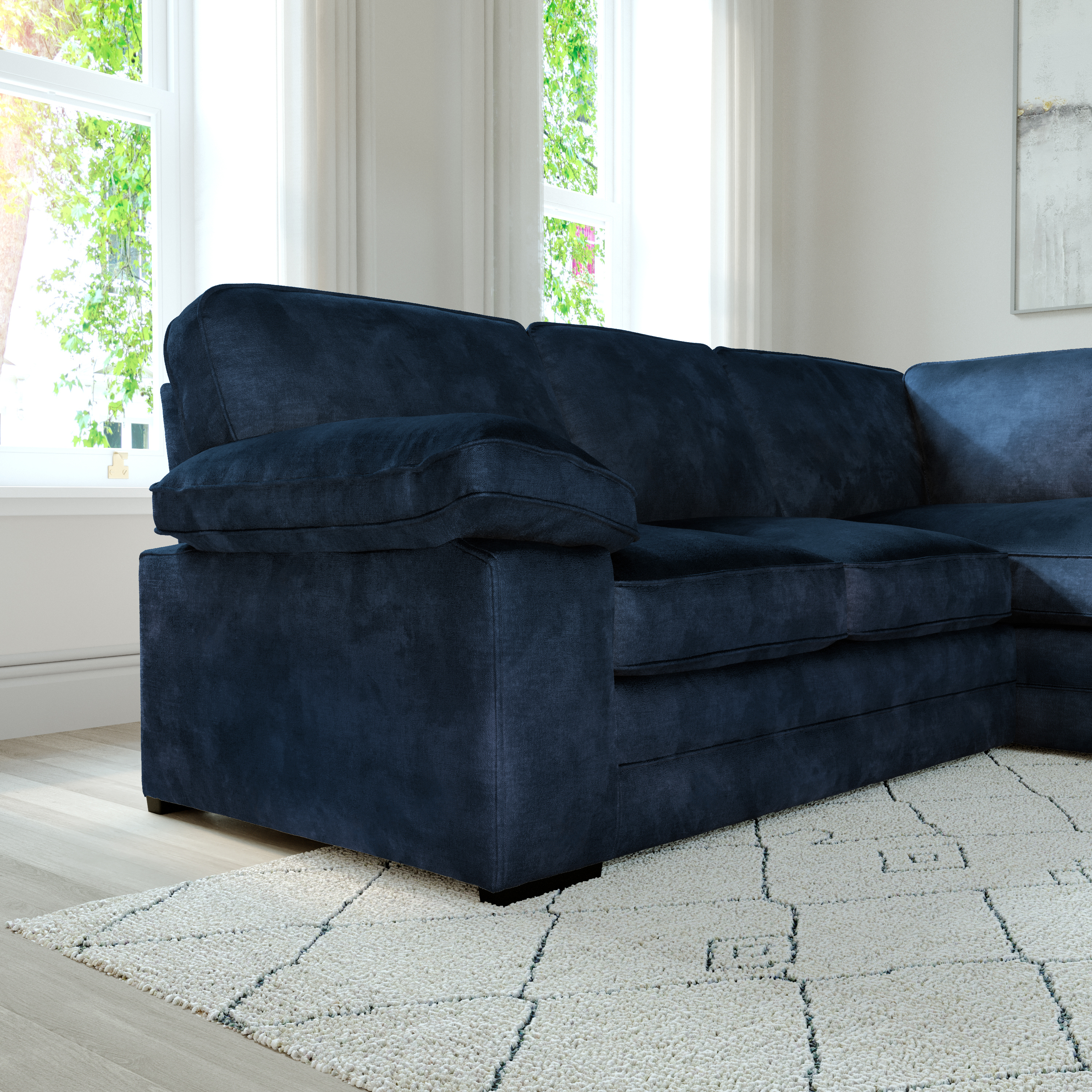 Chatham L-Shape (Right) Corner Sofa, Blue Aura Velvet