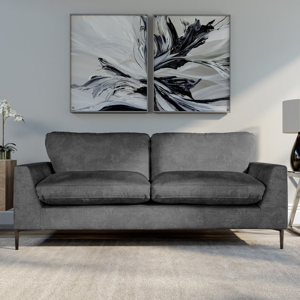 Lexi 3 Seater Sofa, Grey Aura Velvet