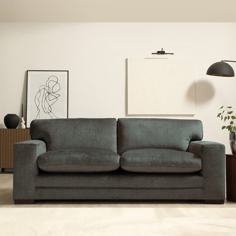 Manhattan 3 Seater Sofa, Moss Green Aura Velvet