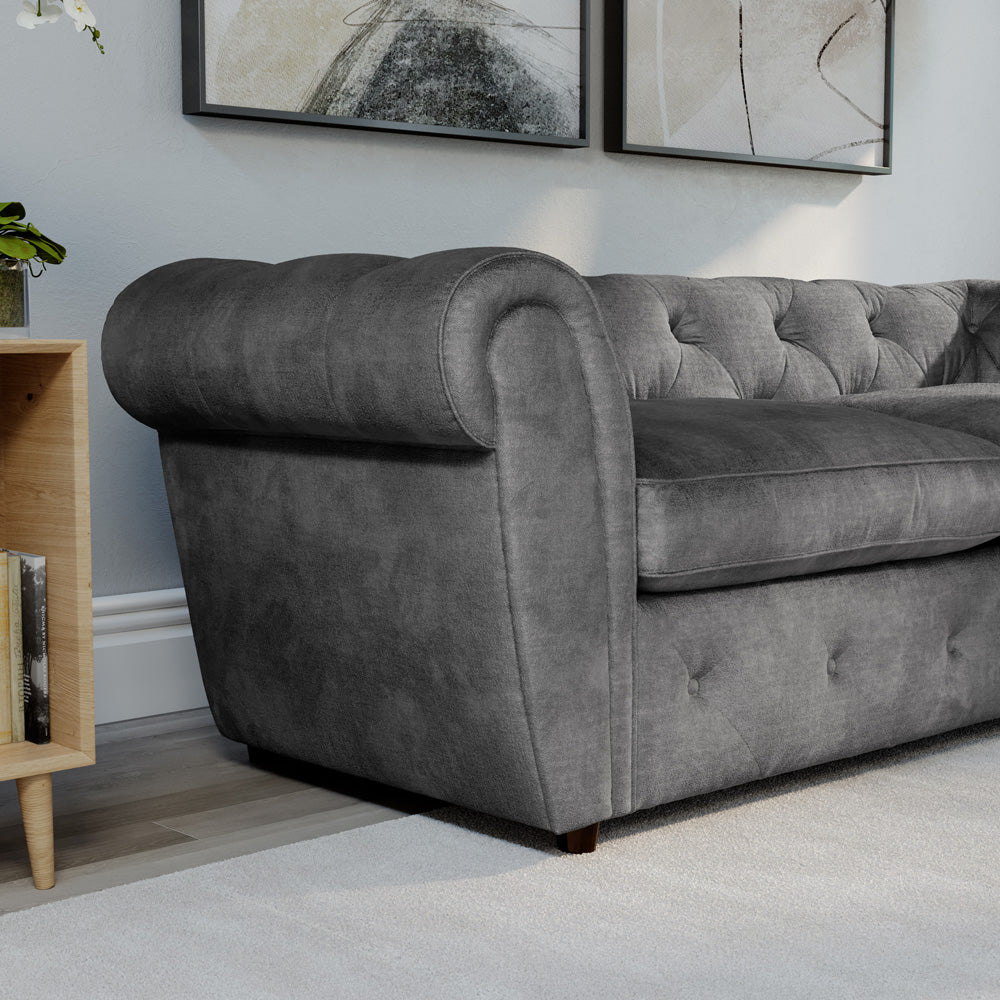 Audley 2 Seater Sofa, Grey Aura Velvet