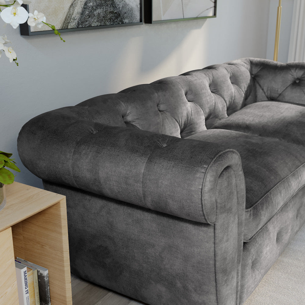 Audley 2 Seater Sofa, Grey Aura Velvet