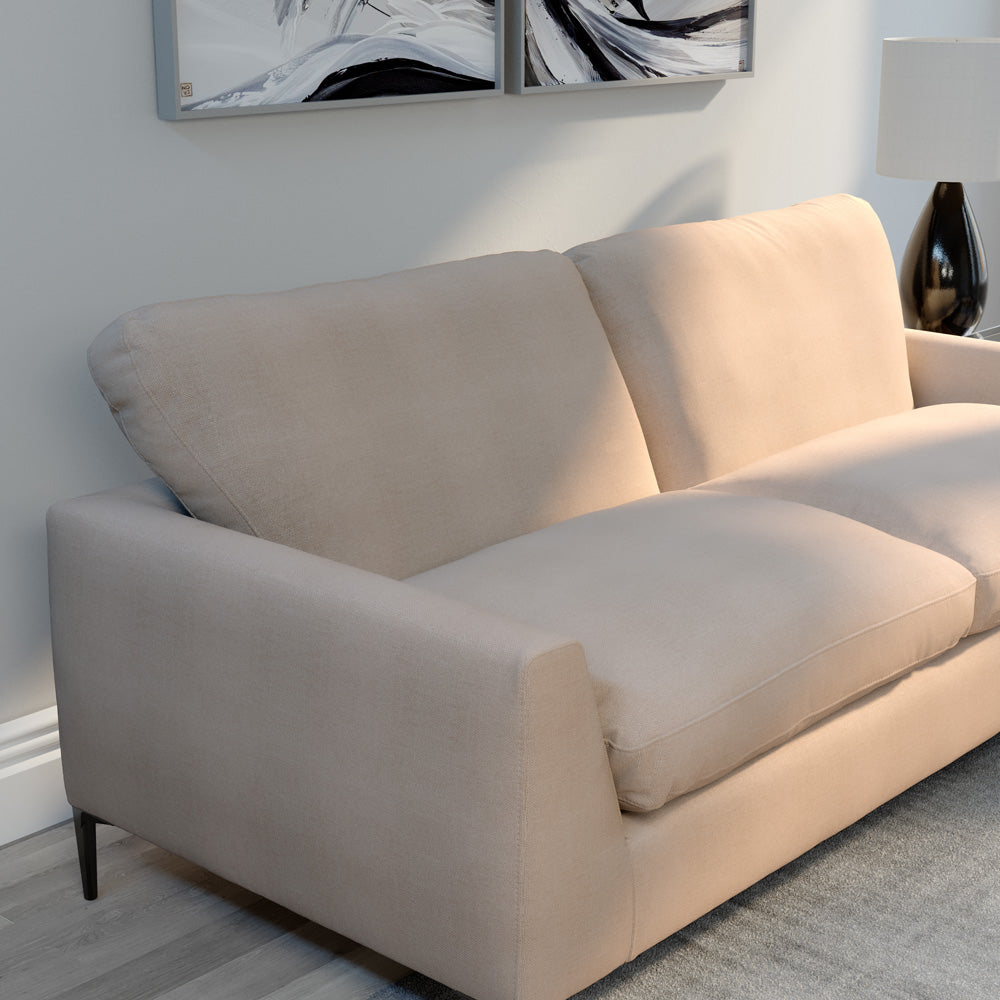 Lexi 2 Seater Sofa, Beige Fine Linen-Weave