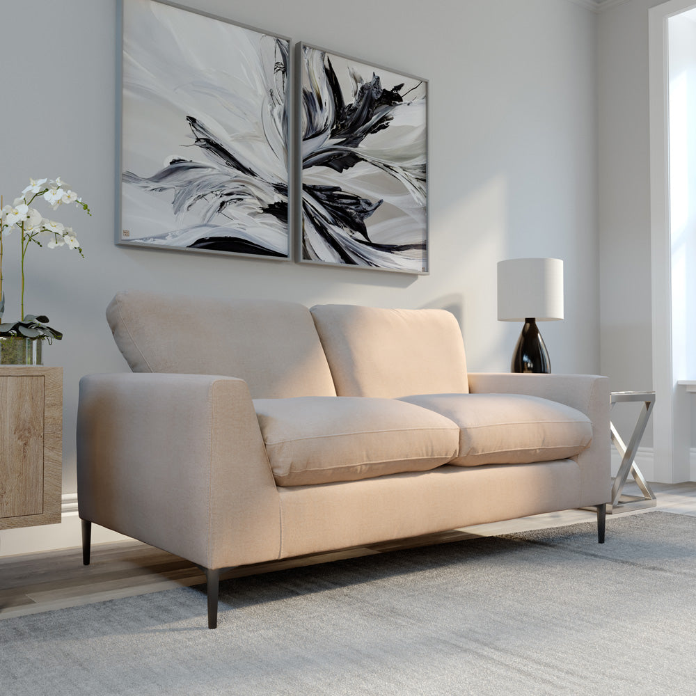 Lexi 2 Seater Sofa, Beige Fine Linen-Weave