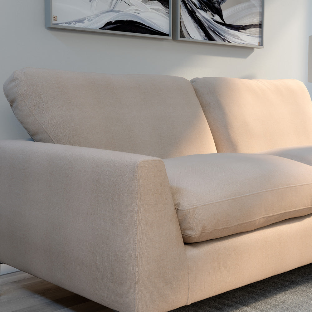 Lexi 3 Seater Sofa, Beige Fine Linen-Weave