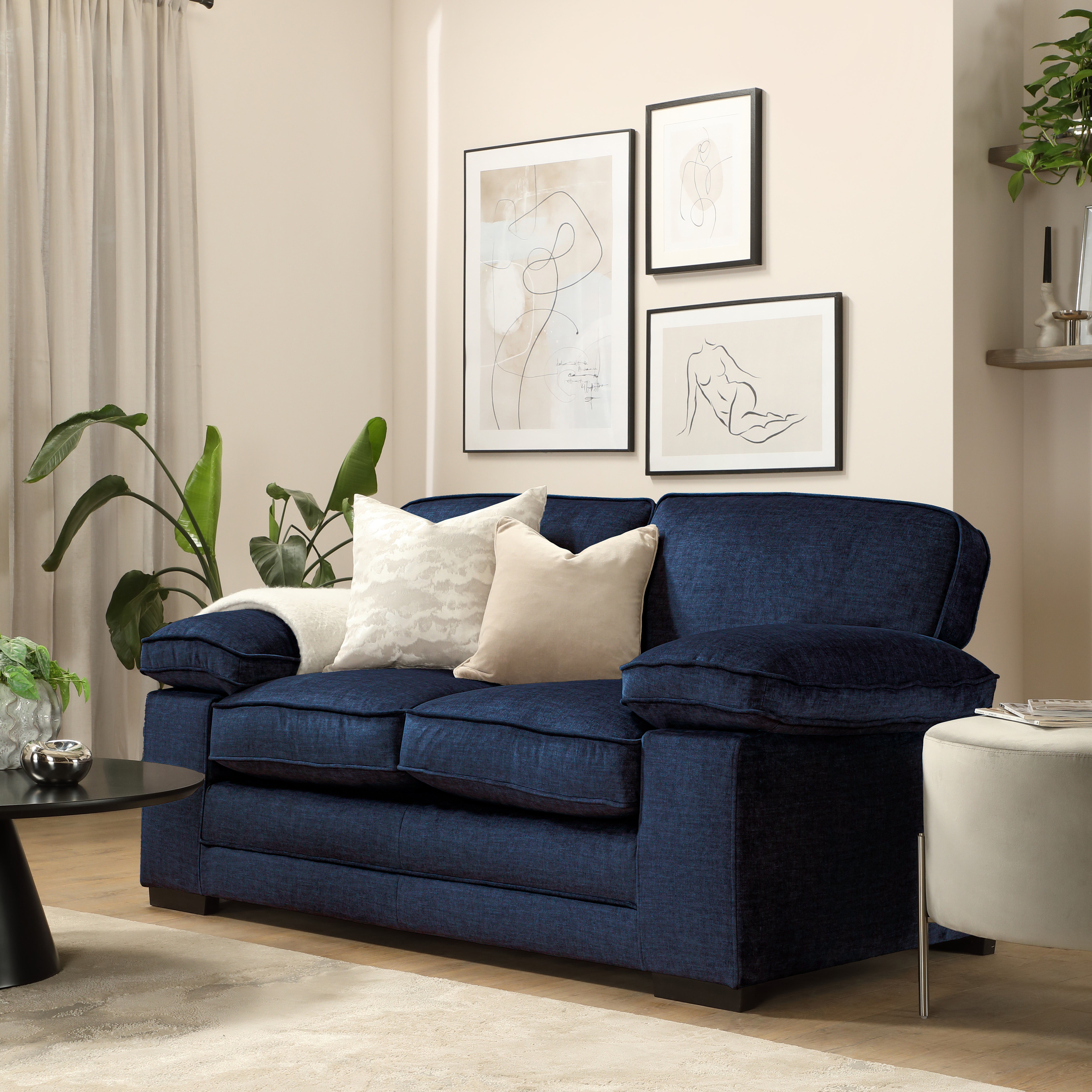 Chatham 2 Seater Sofa, Blue Aura Velvet