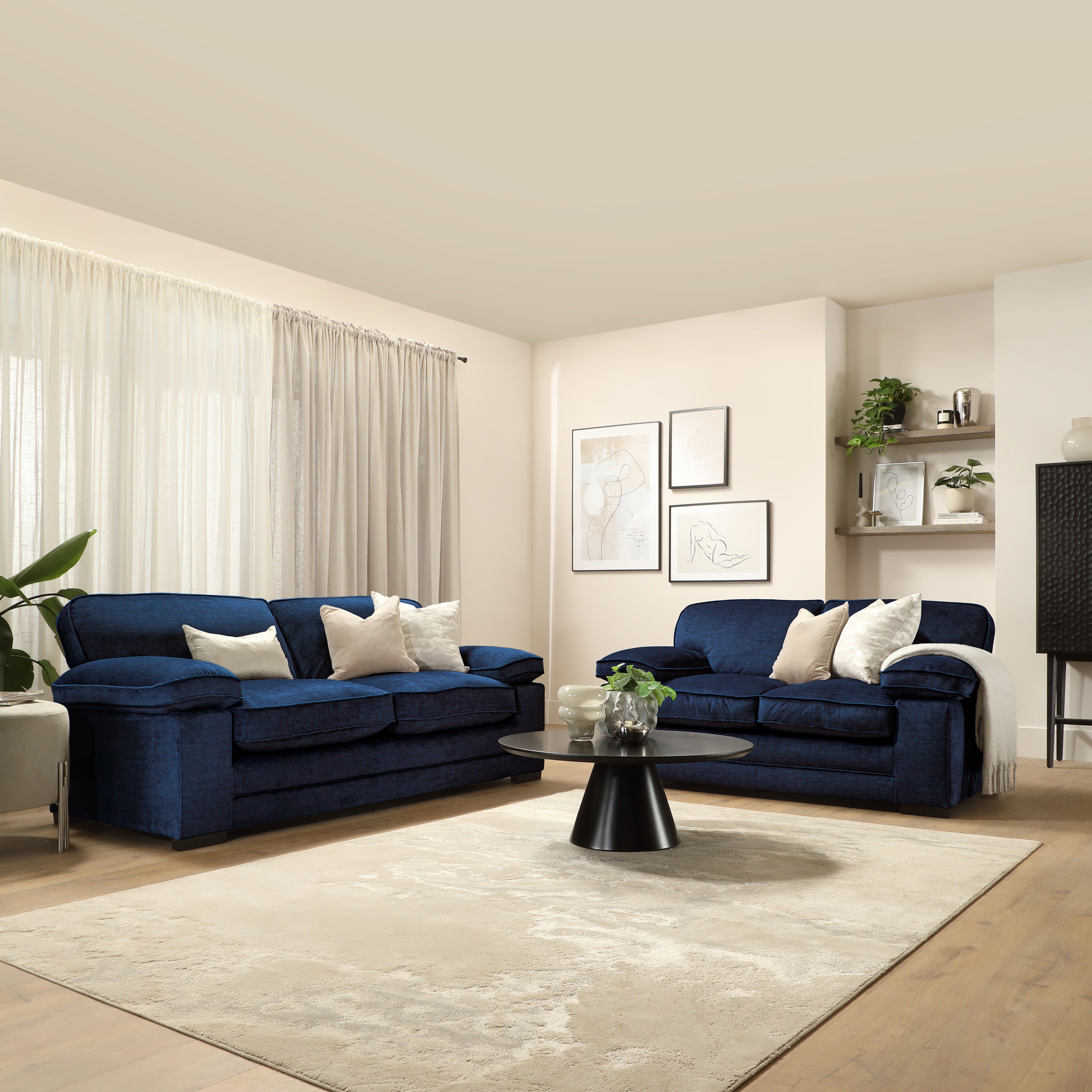 Chatham 3+2 Seater Sofa Set, Blue Aura Velvet