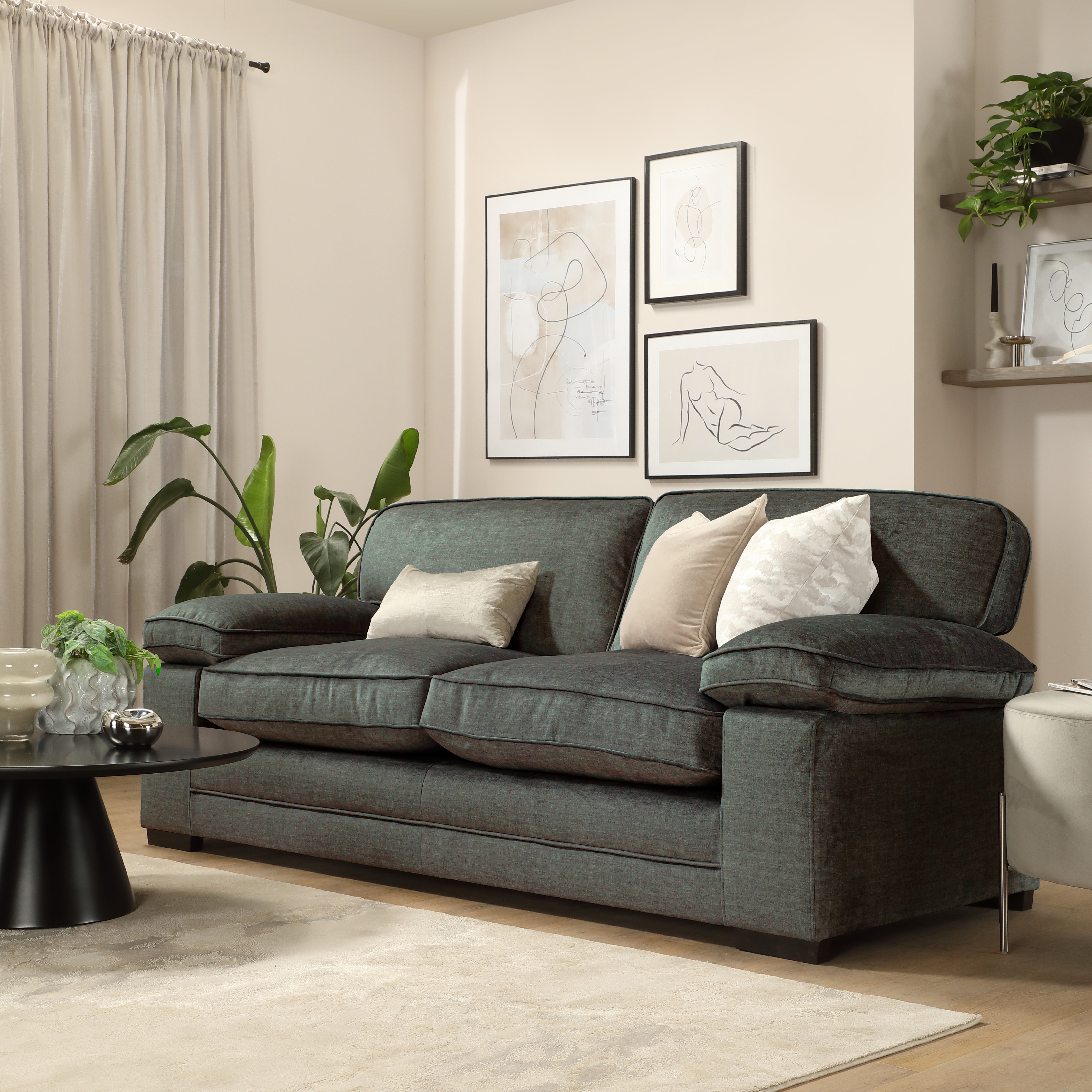 Chatham 3 Seater Sofa, Moss Green Aura Velvet