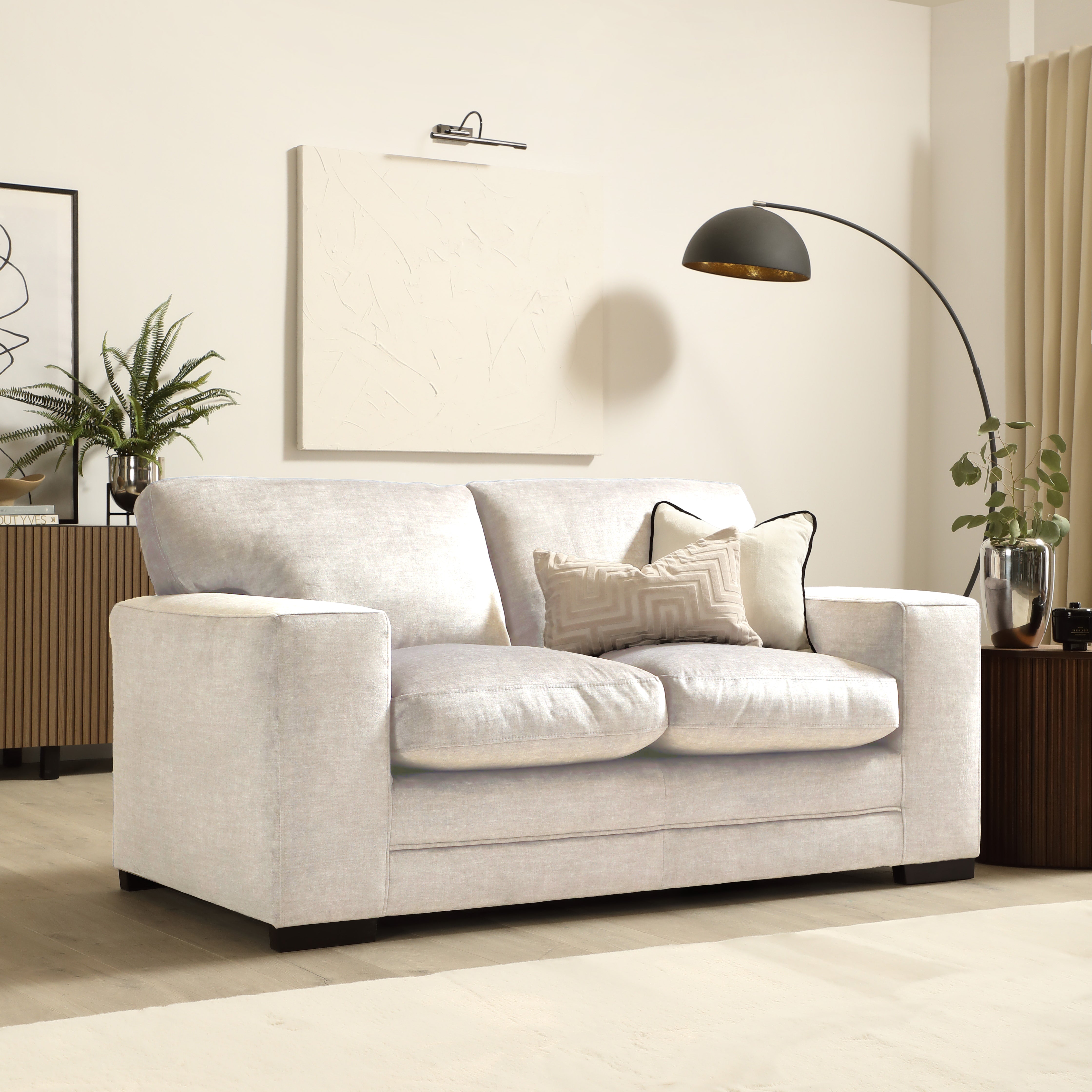 Manhattan 2 Seater Sofa, Ivory Aura VelvetManhattan 2 Seater Sofa, Ivory Aura Velvet