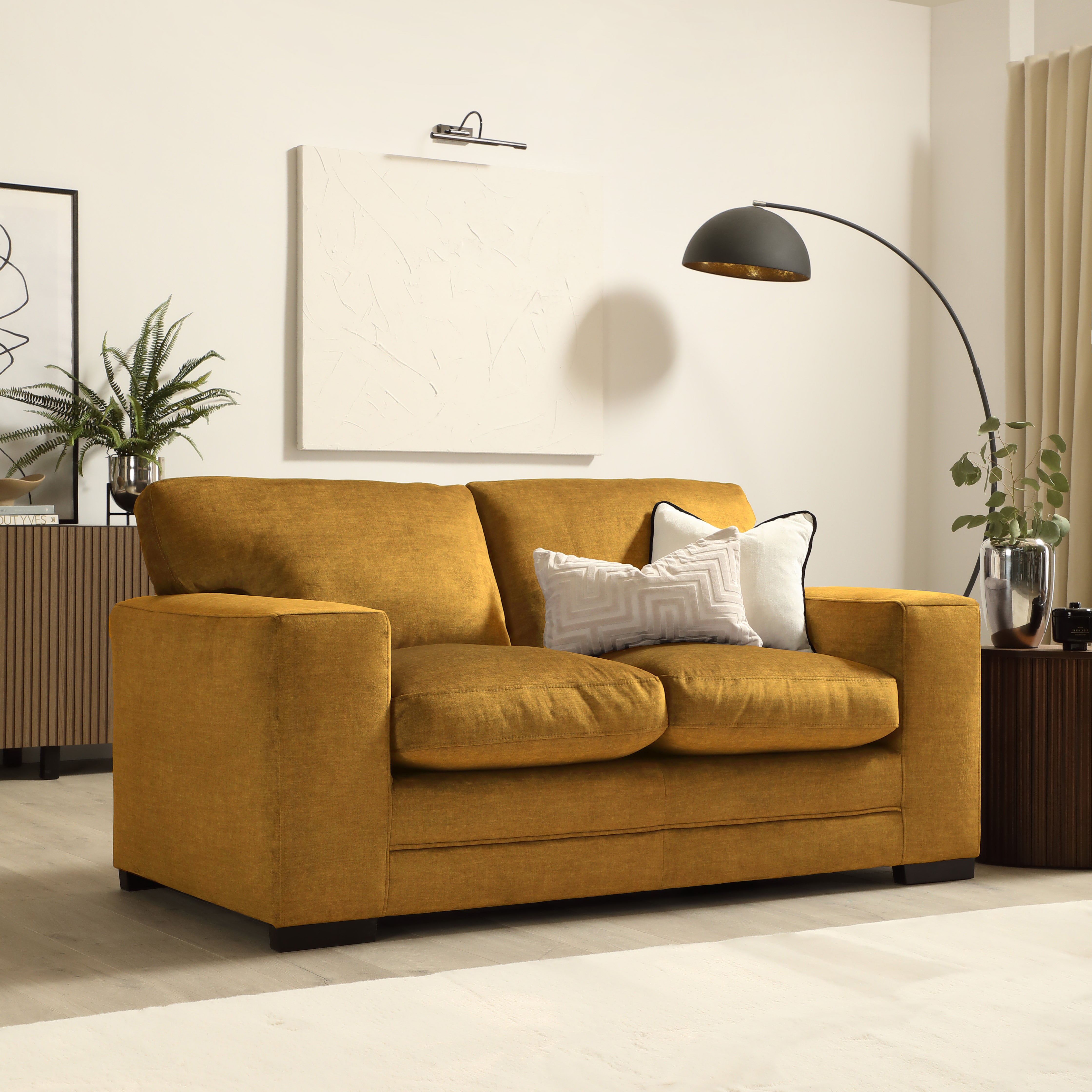 Manhattan 2 Seater Sofa, Mustard Aura Velvet