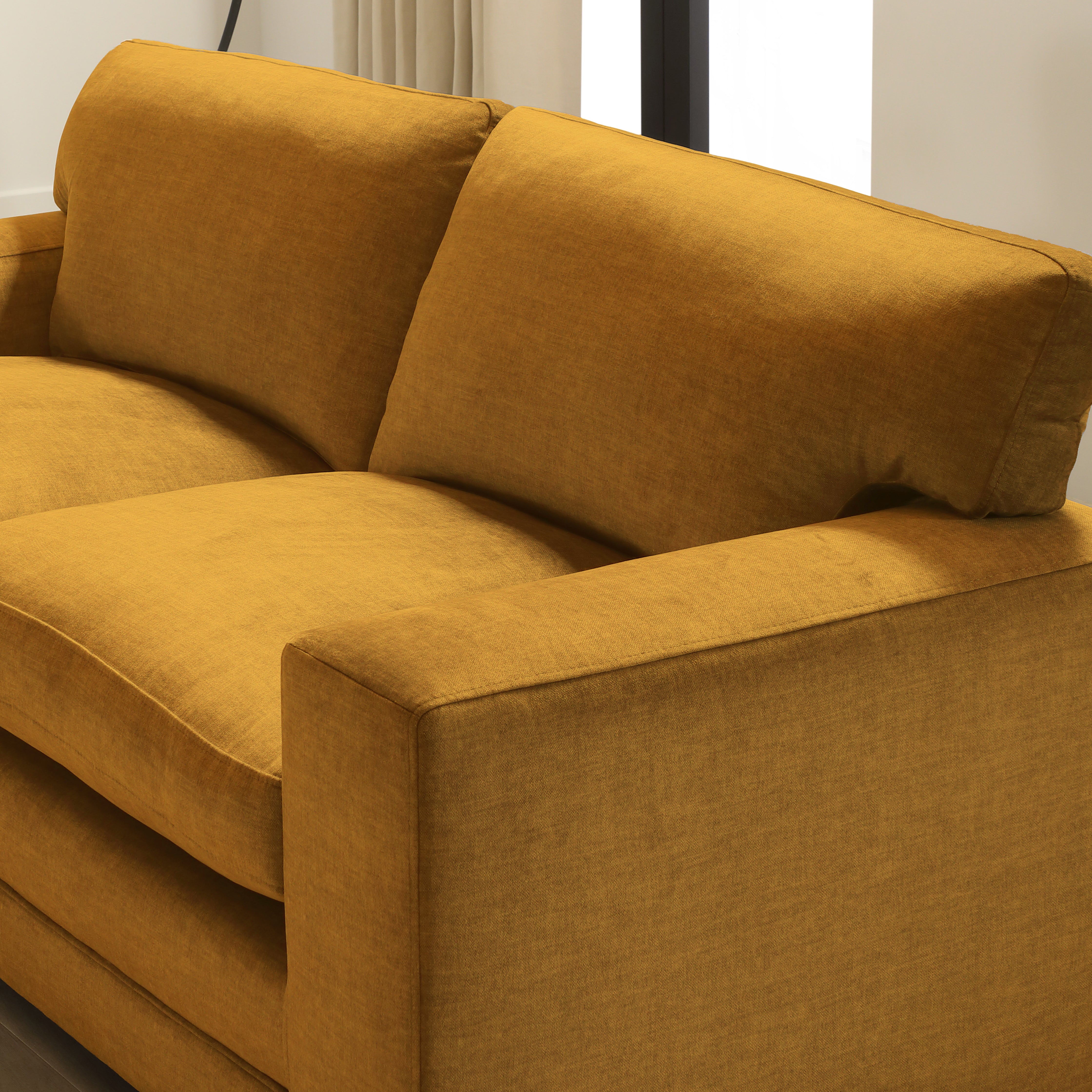 Manhattan 2 Seater Sofa, Mustard Aura Velvet