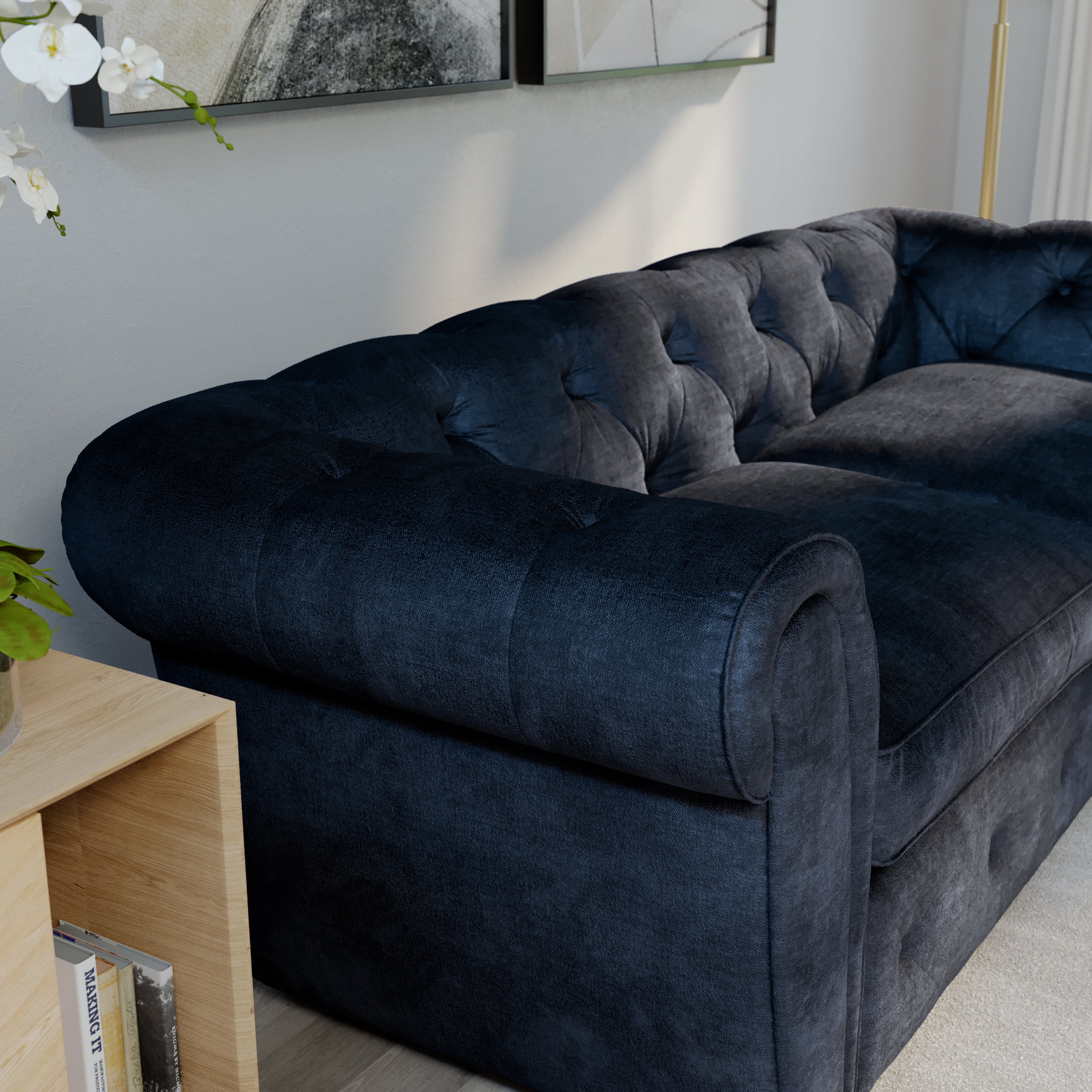 Audley 2 Seater Sofa, Blue Aura Velvet