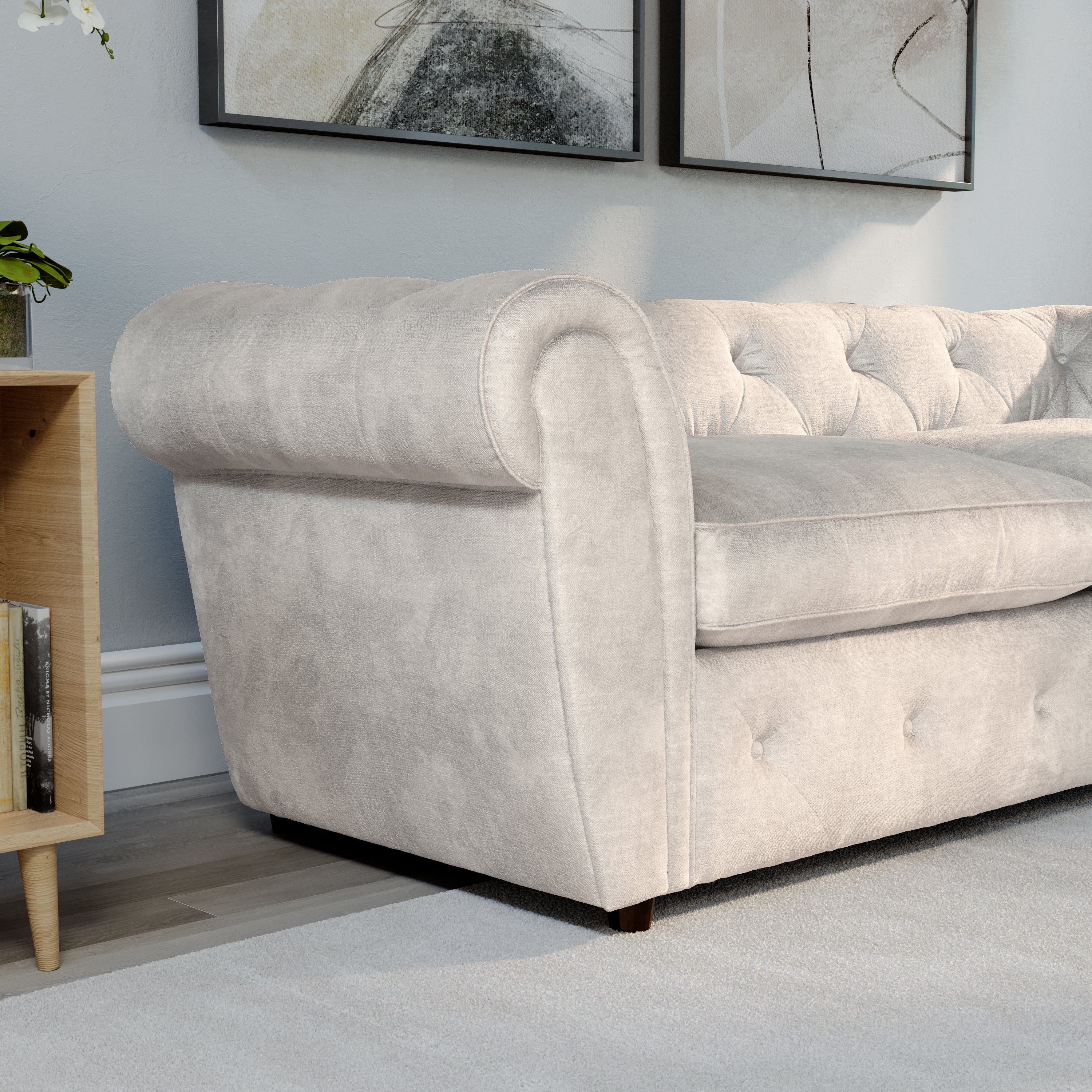 Audley 2 Seater Sofa, Ivory Aura Velvet