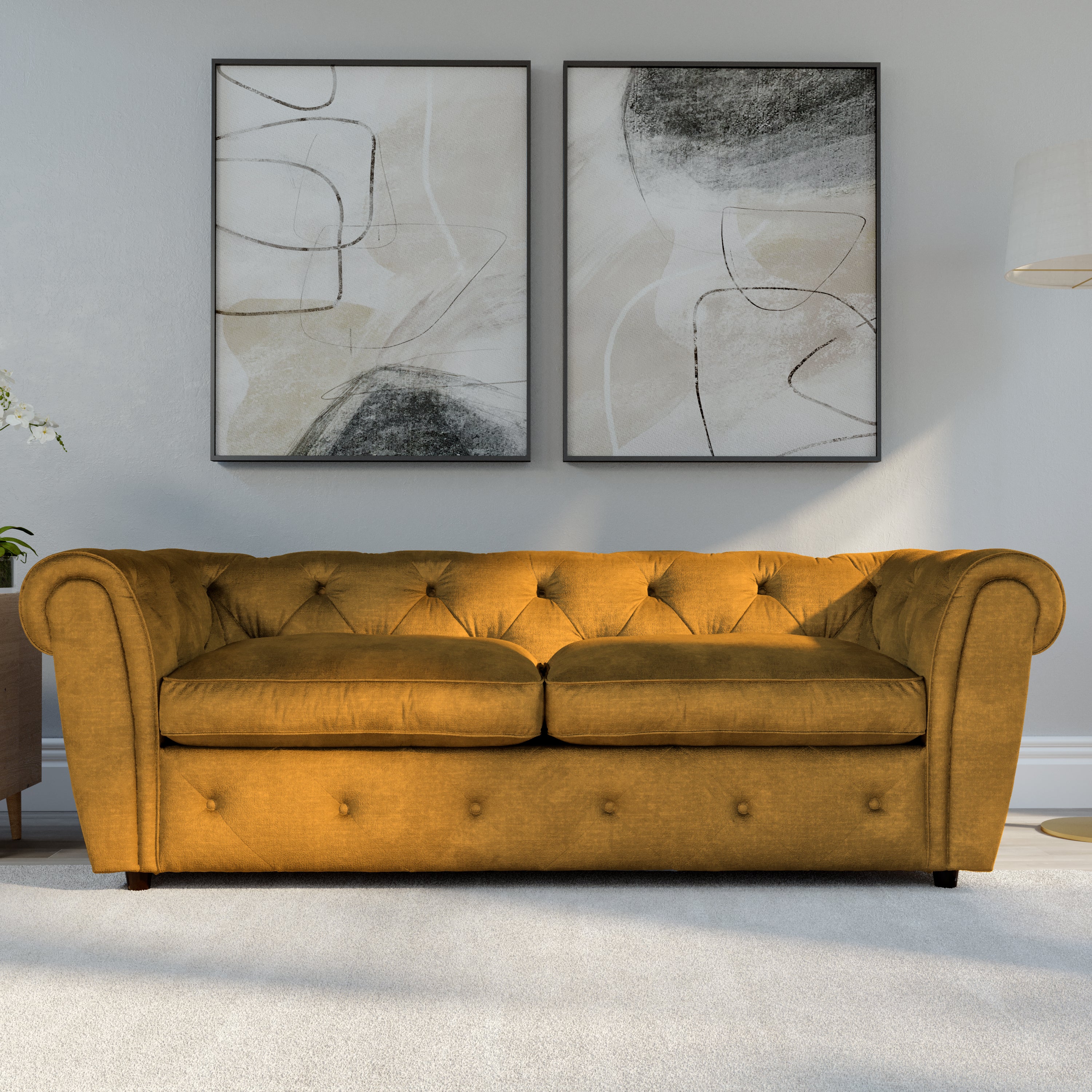 Audley 3+2 Seater Sofa Set, Mustard Aura Velvet