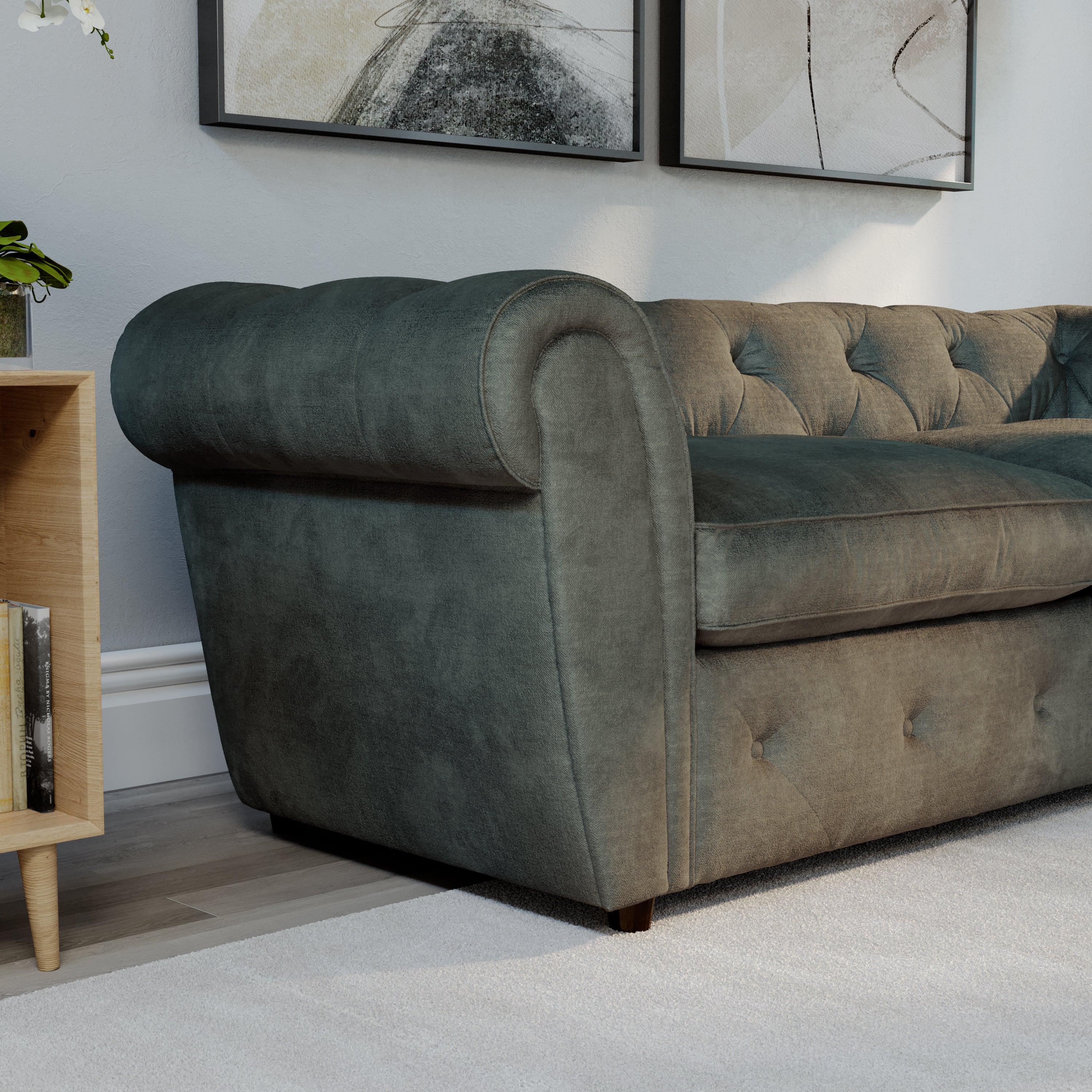 Audley 3 Seater Sofa, Moss Green Aura Velvet