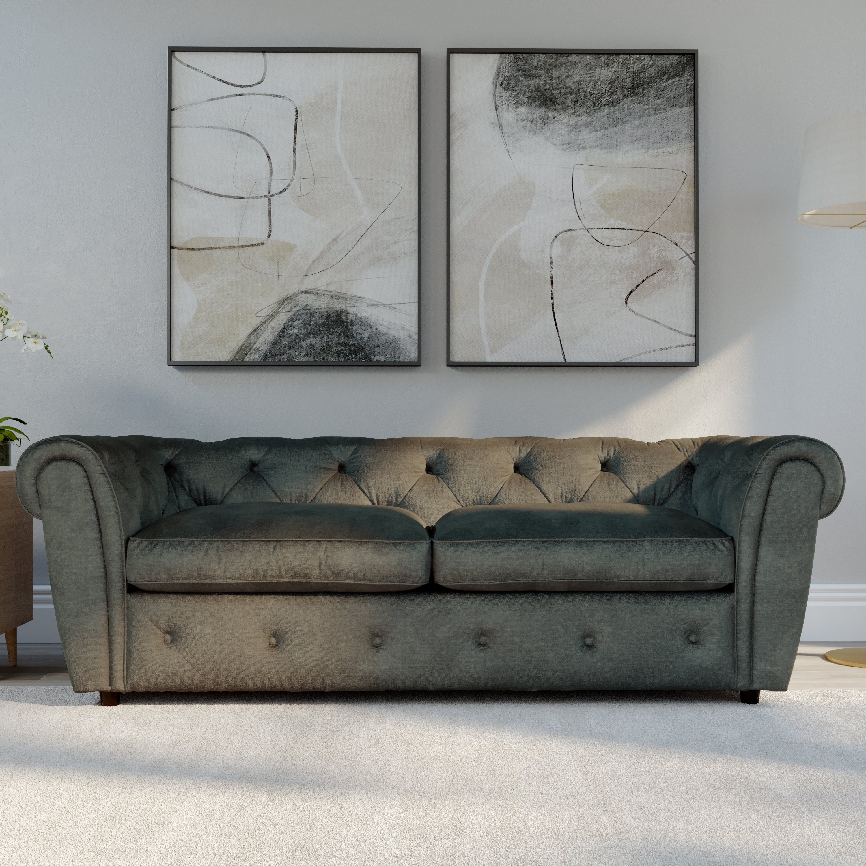 Audley 3+2 Seater Sofa Set, Moss Green Aura Velvet