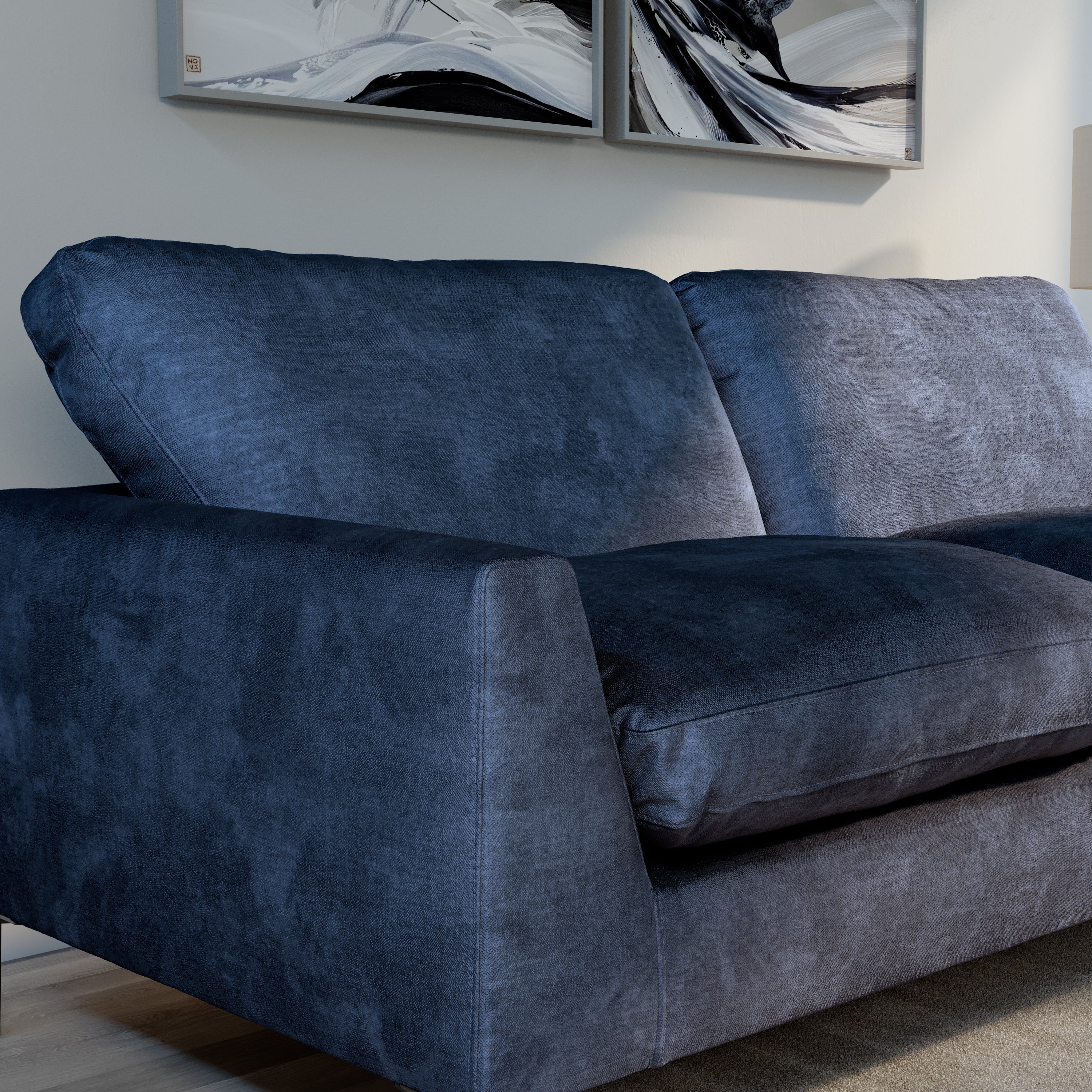 Lexi 2 Seater Sofa, Blue Aura Velvet