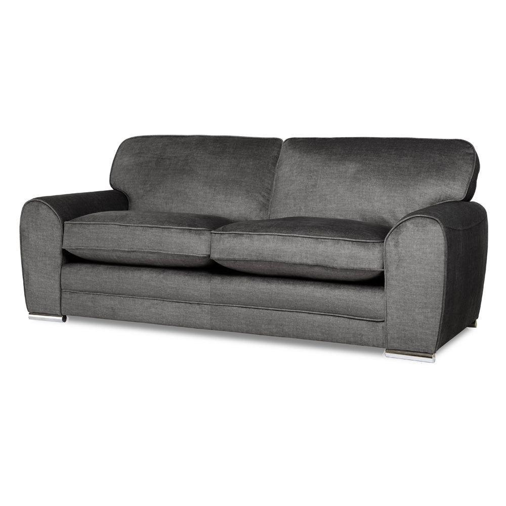 Burford 3 Seater Sofa, Grey Aura Velvet