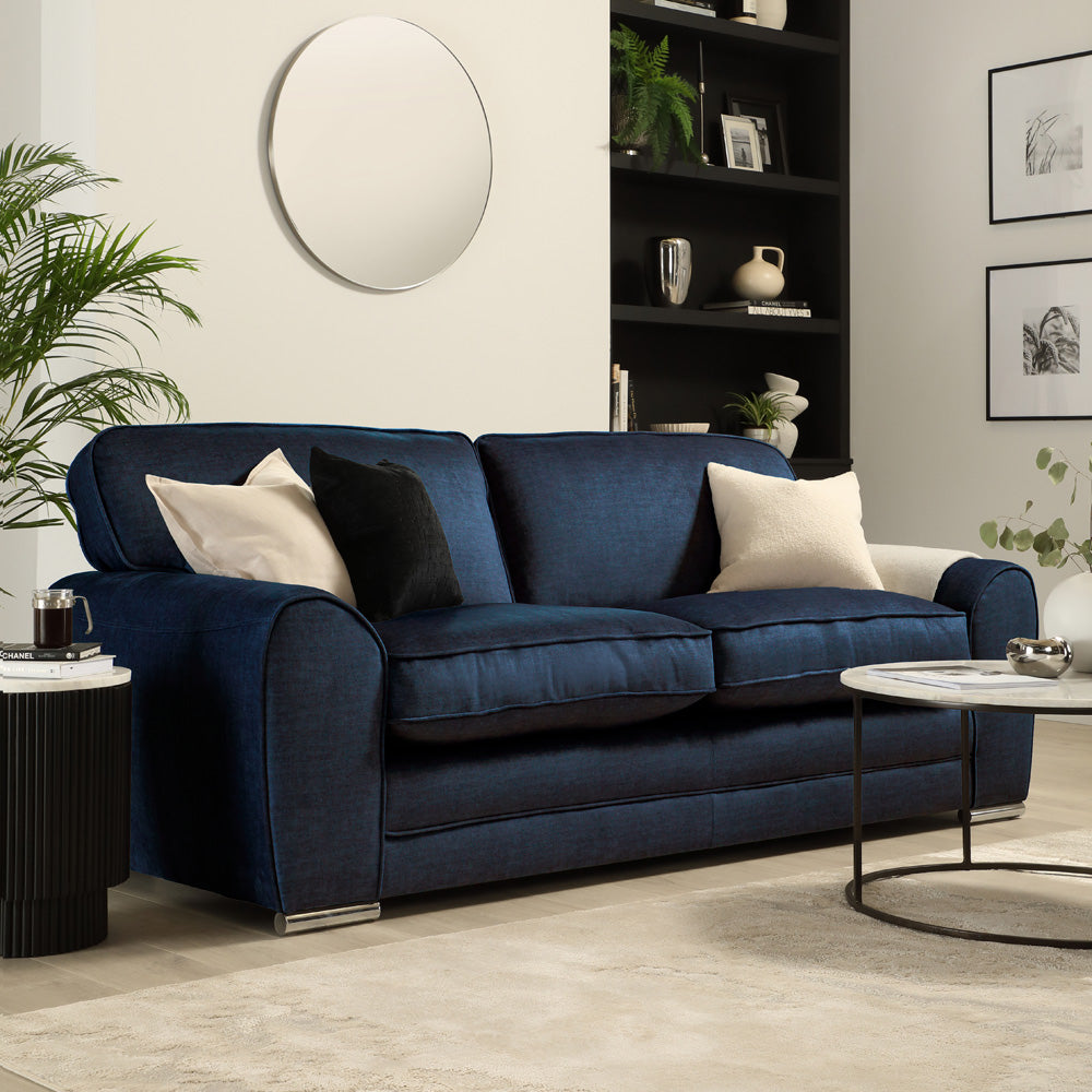 Burford 3 Seater Sofa, Blue Aura Velvet