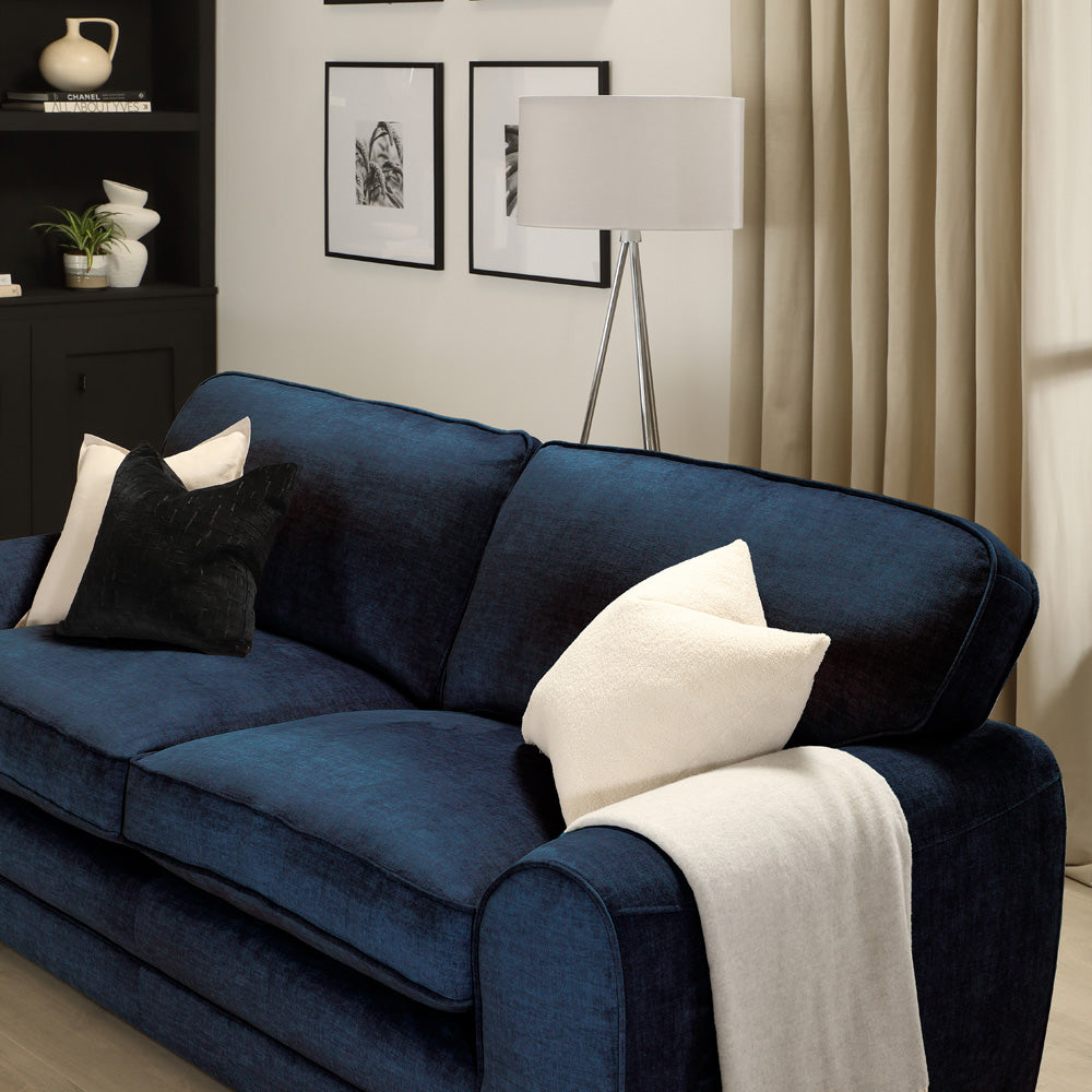 Burford 3 Seater Sofa, Blue Aura Velvet