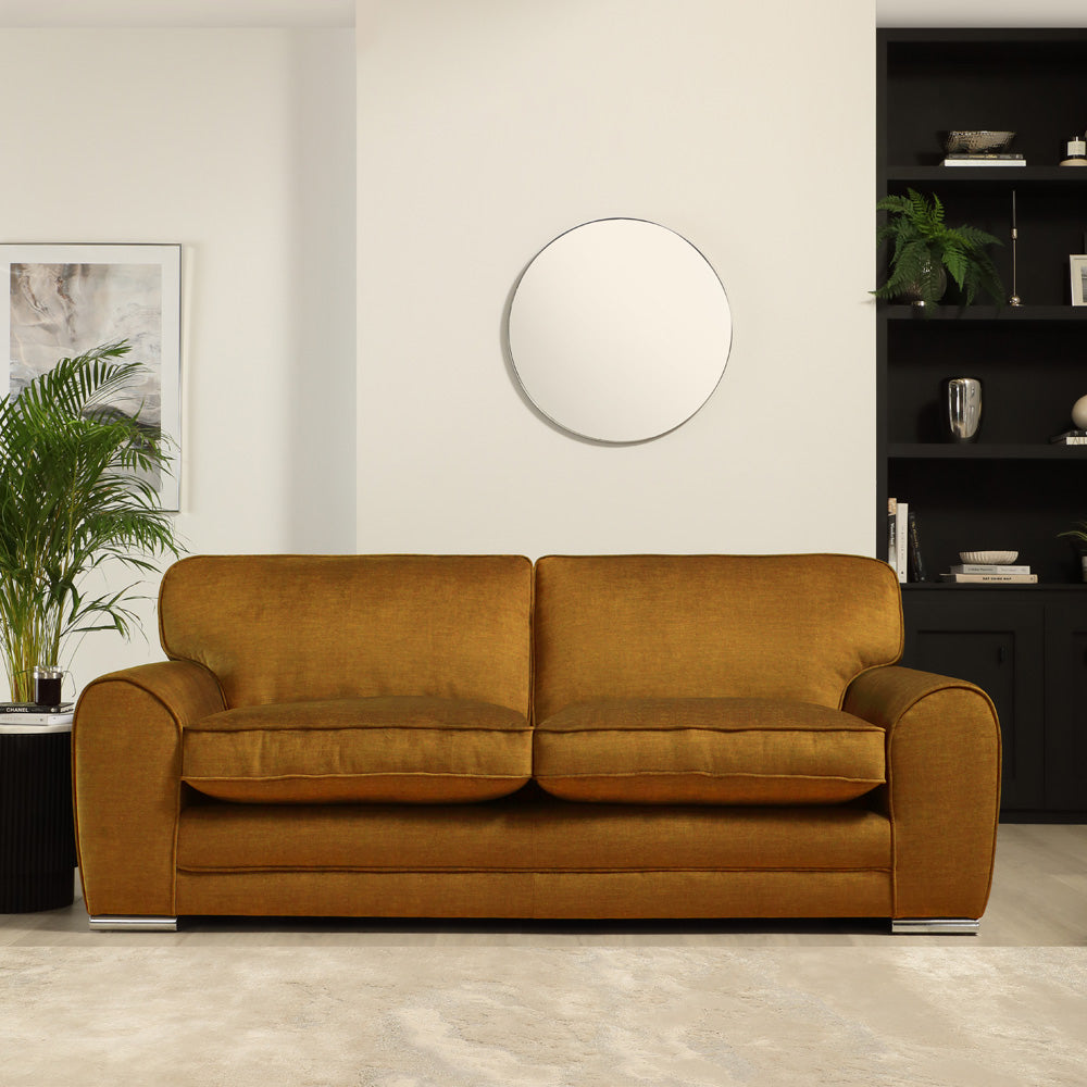 Burford 3 Seater Sofa, Mustard Aura Velvet