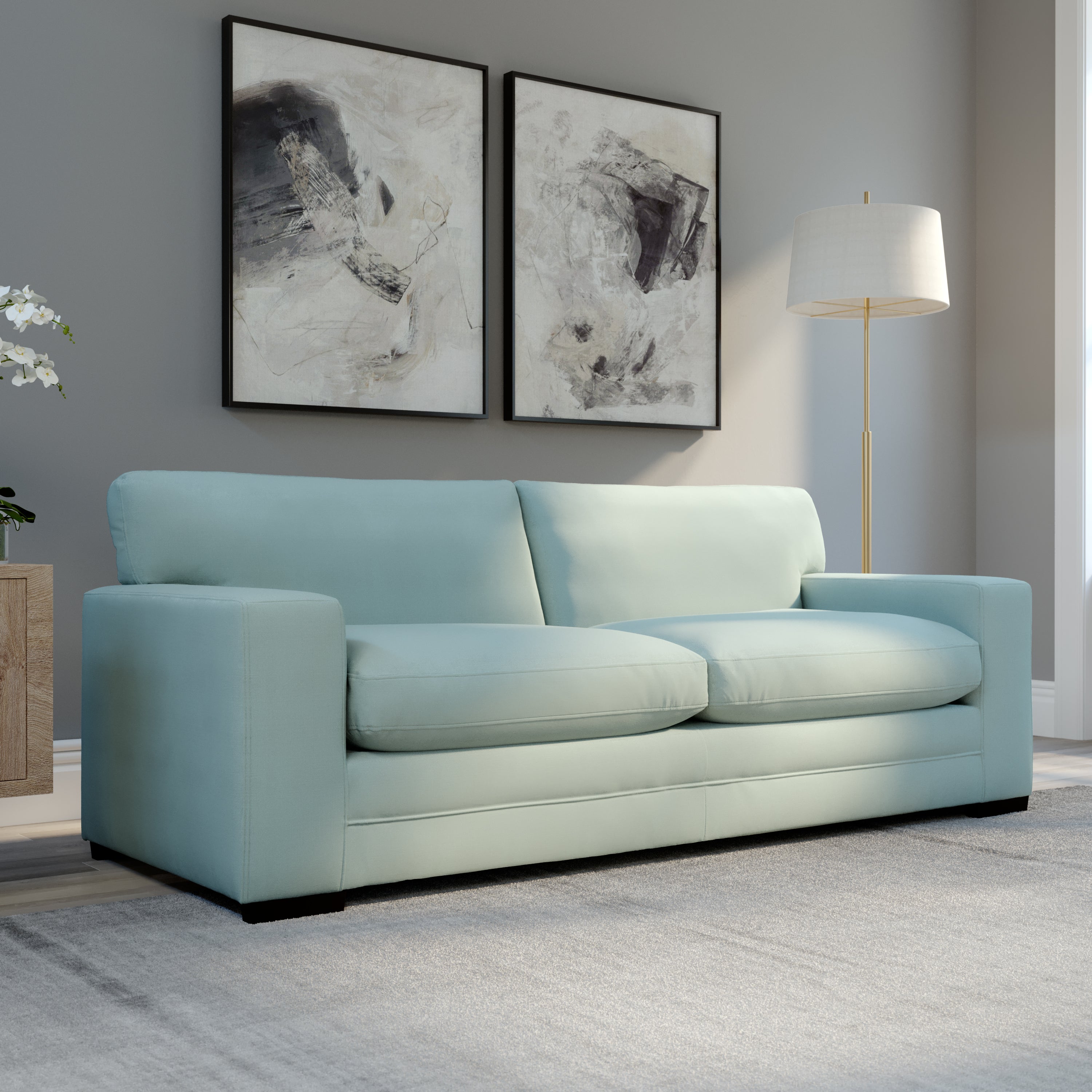 Manhattan 3 Seater Sofa, Sage Fine Linen-Weave