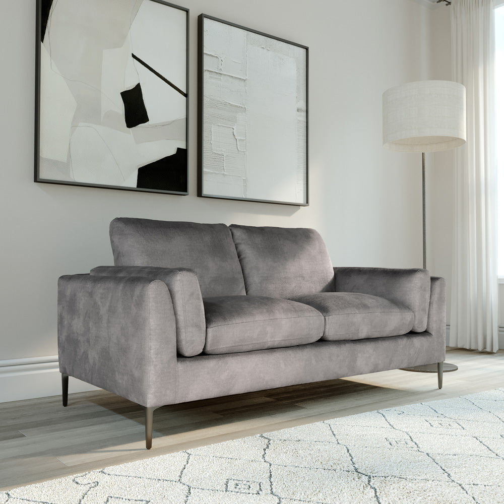 Lucia 2 Seater Sofa, Grey Aura Velvet