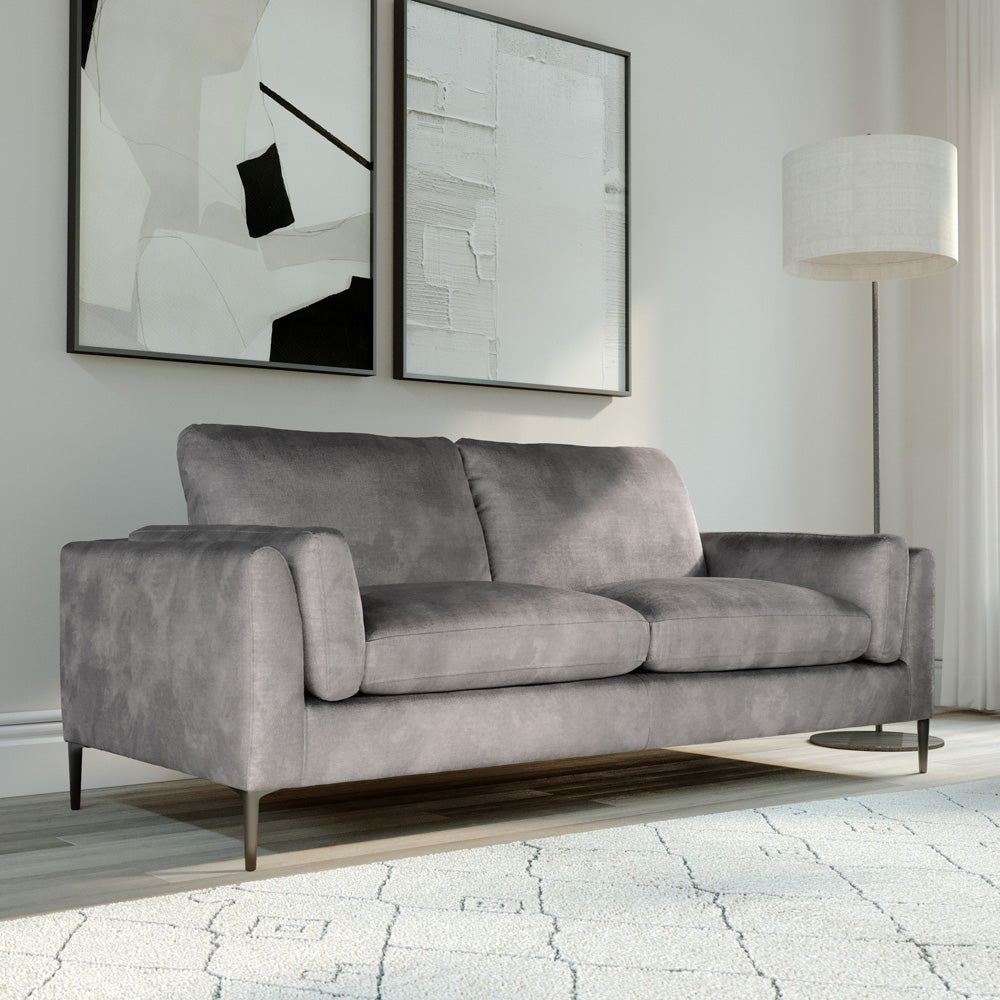 Lucia 3 Seater Sofa, Grey Aura Velvet