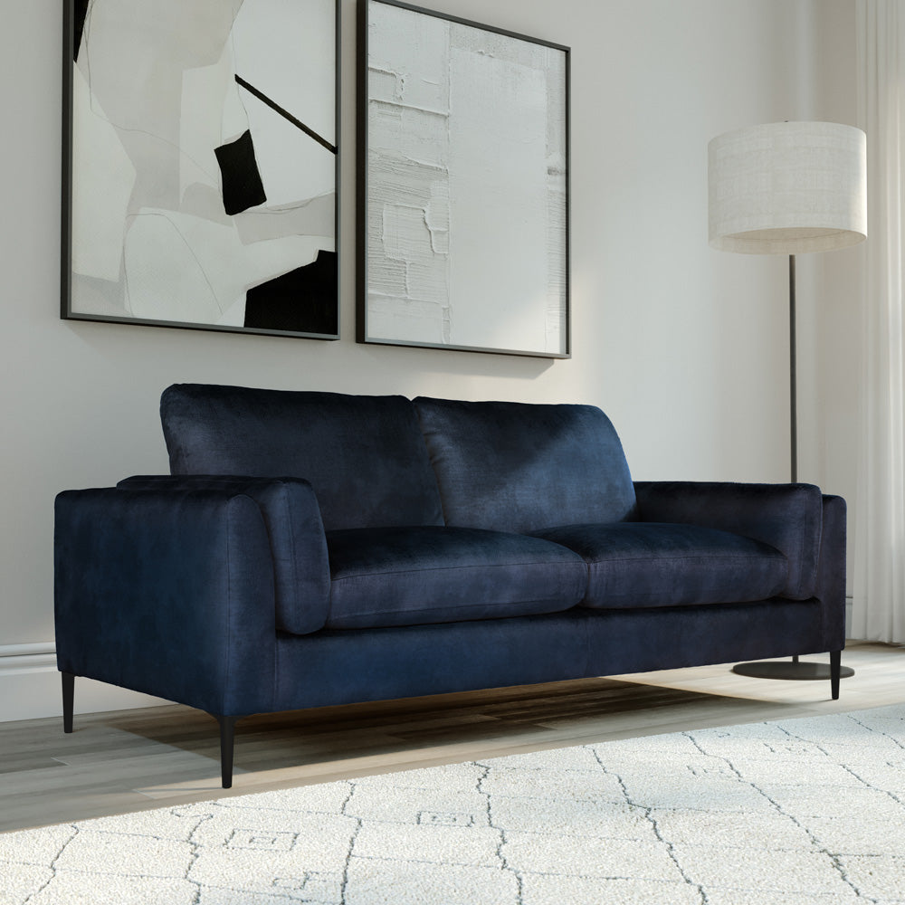 Lucia 3 Seater Sofa, Blue Aura Velvet