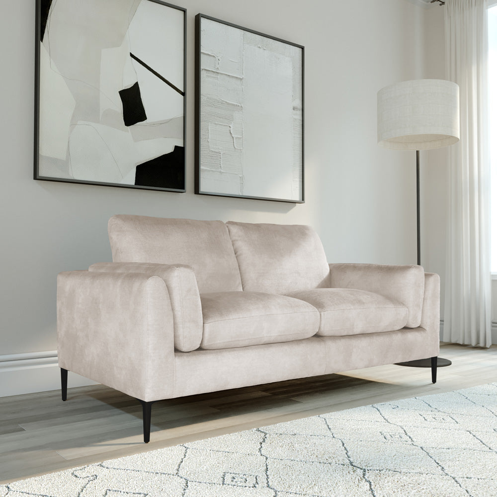 Lucia 2 Seater Sofa, Ivory Aura Velvet