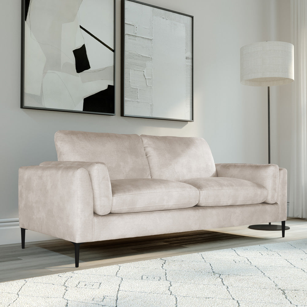 Lucia 3 Seater Sofa, Ivory Aura Velvet