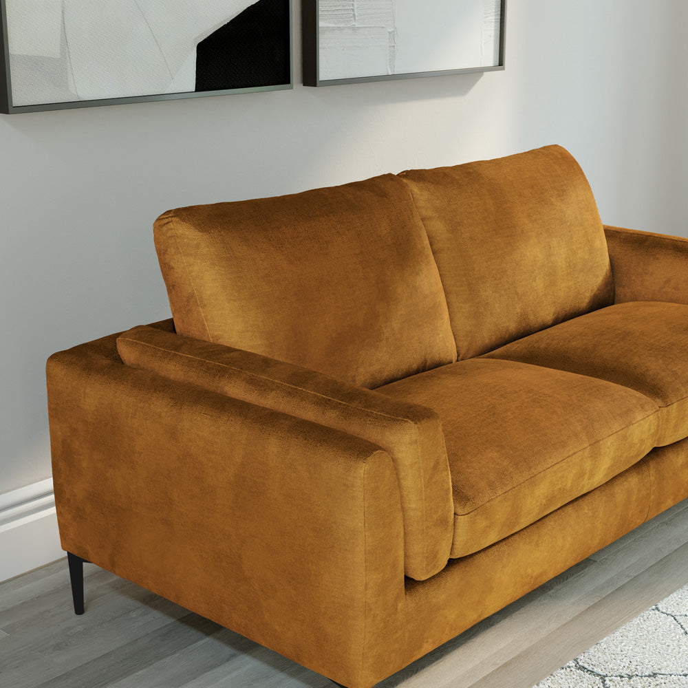 Lucia 2 Seater Sofa, Mustard Aura Velvet