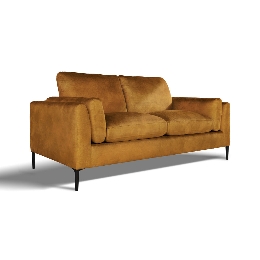 Lucia 2 Seater Sofa, Mustard Aura Velvet