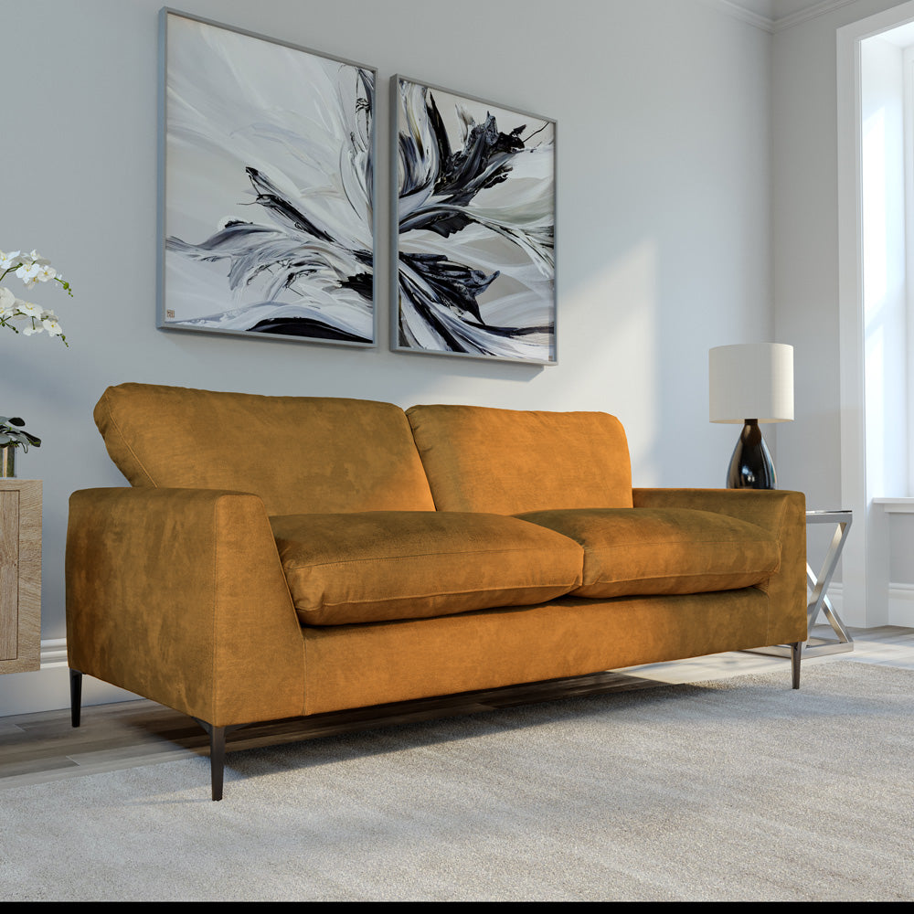 Lexi 3 Seater Sofa, Mustard Aura Velvet