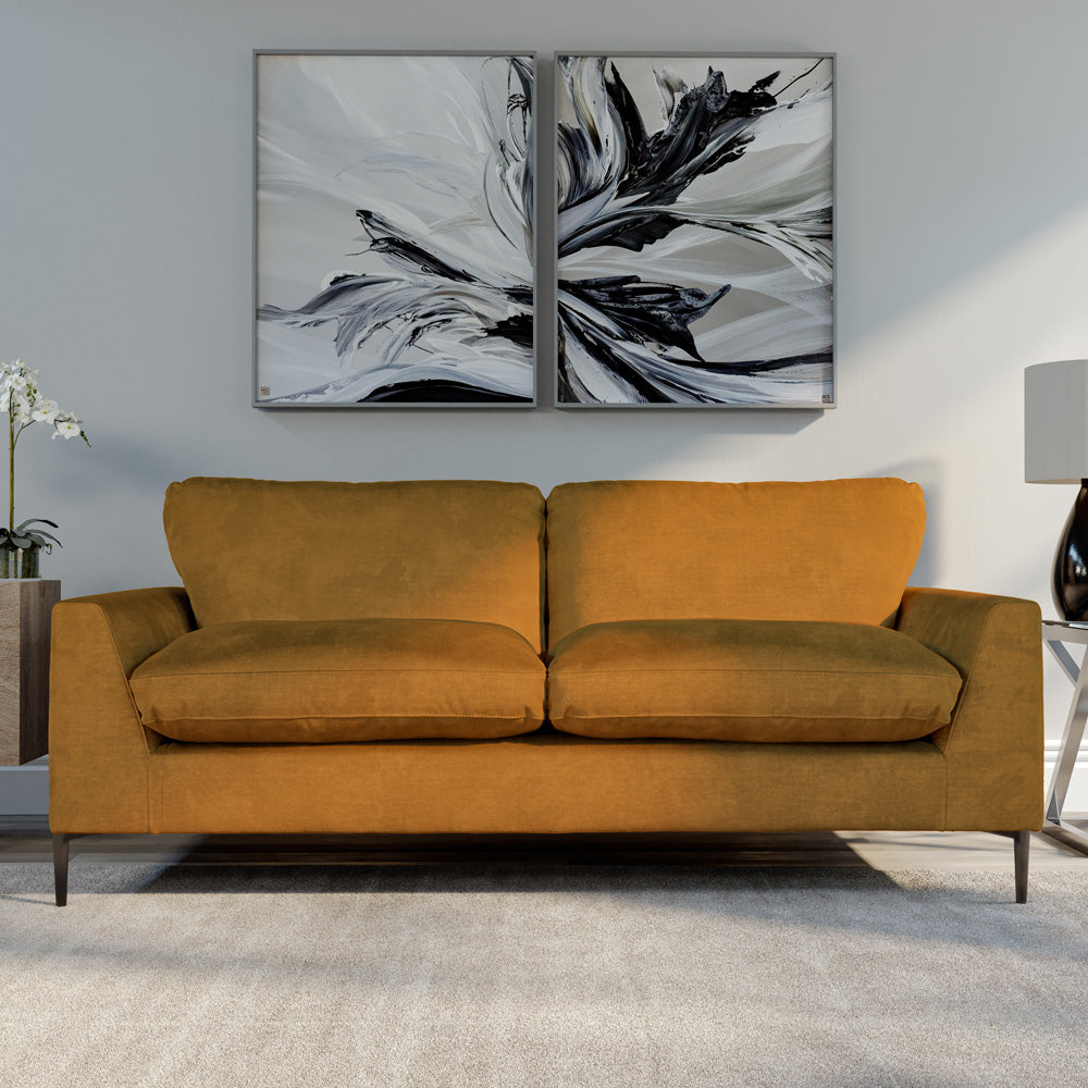 Lexi 3 Seater Sofa, Mustard Aura Velvet