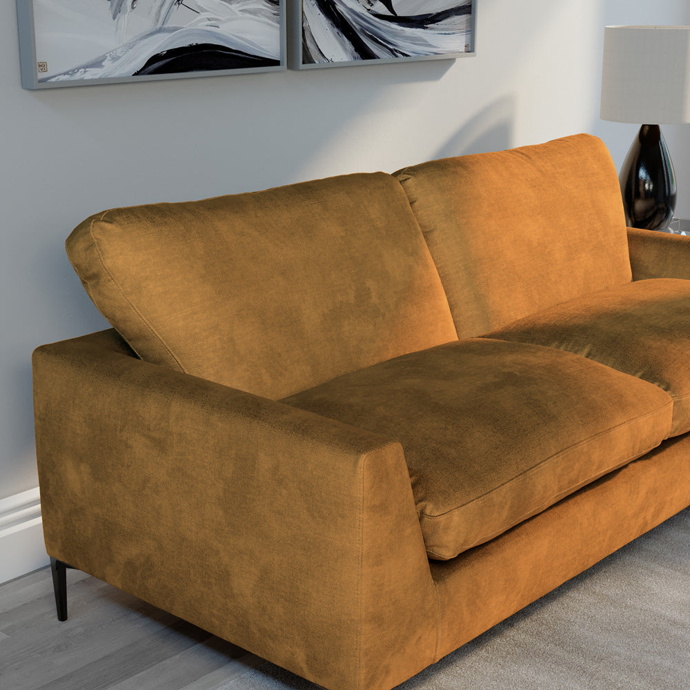 Lexi 3 Seater Sofa, Mustard Aura Velvet